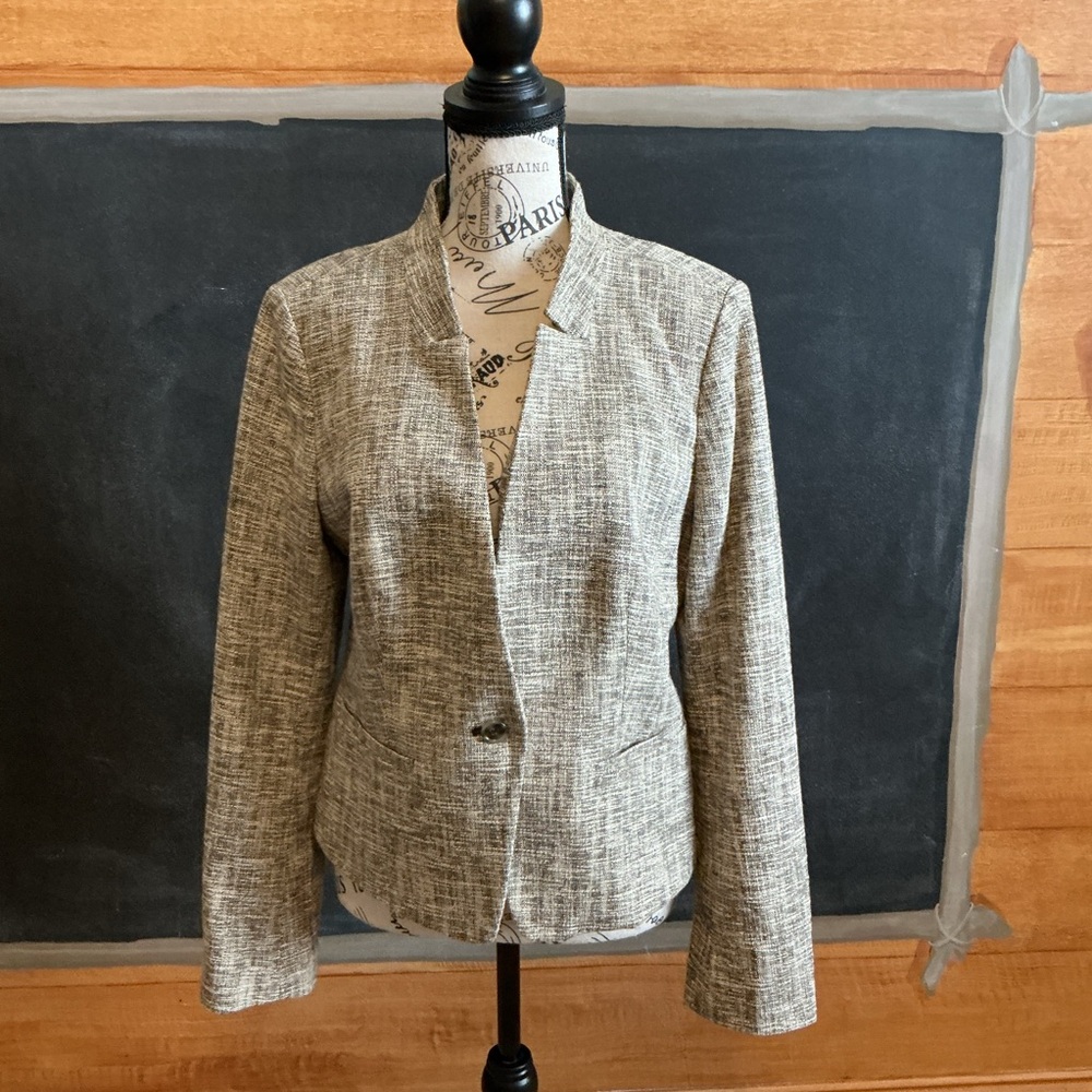 LOFT black and tan tweed modern blazer Size 10